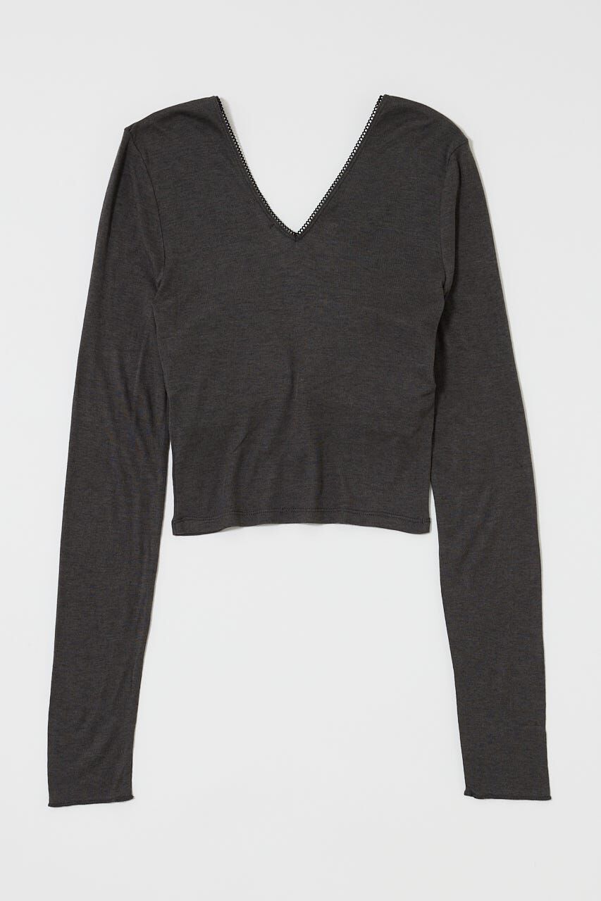 MOUSSY「DEEP V CUP ロングスリーブTEE」|Tシャツ・カットソー|