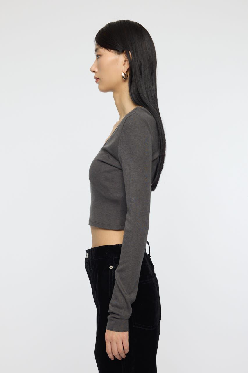 MOUSSY「DEEP V CUP ロングスリーブTEE」|Tシャツ・カットソー|