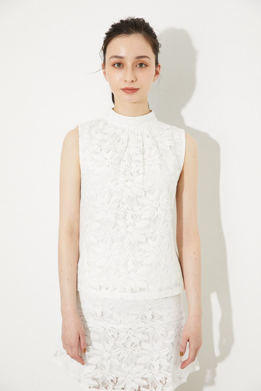 rienda「LACE ノースリーブモックネック」|シャツ・ブラウス|