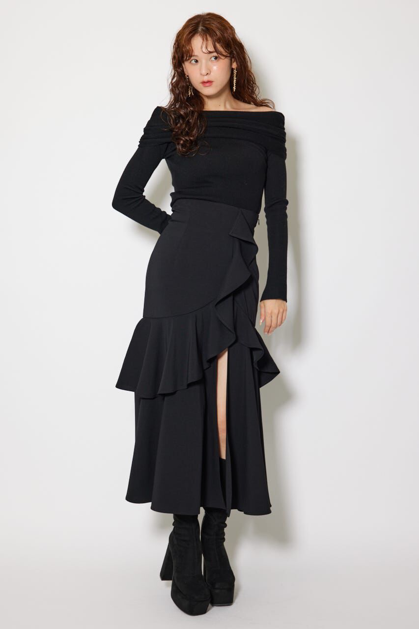 rienda「フリルスリットハイウエストスコートショートパンツ」|その他|