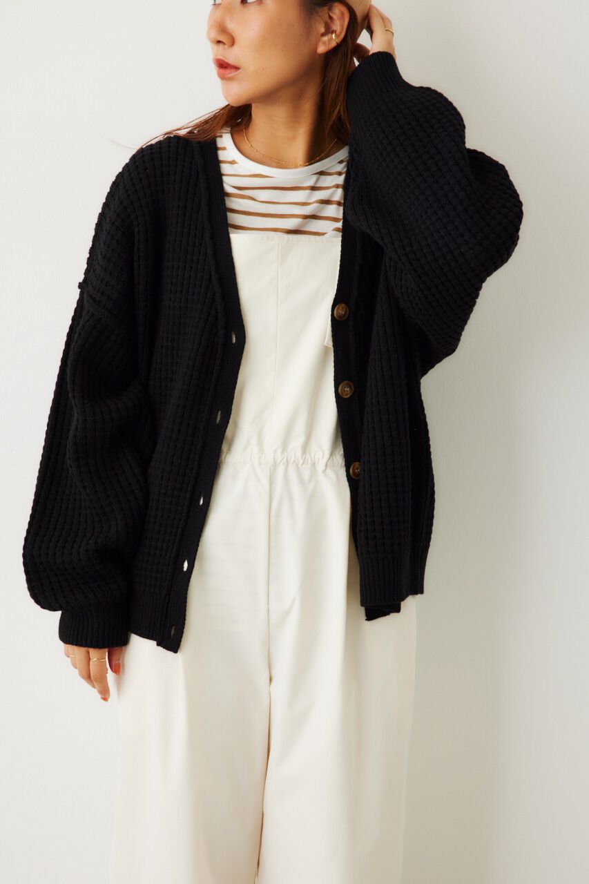 RODEO CROWNS「ワッフルルーズニットカーディガン」|カーディガン|BLK