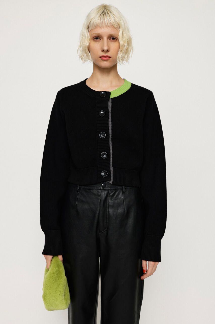 SLY「BI COLOR CROPPED カーディガン」|カーディガン|BLK
