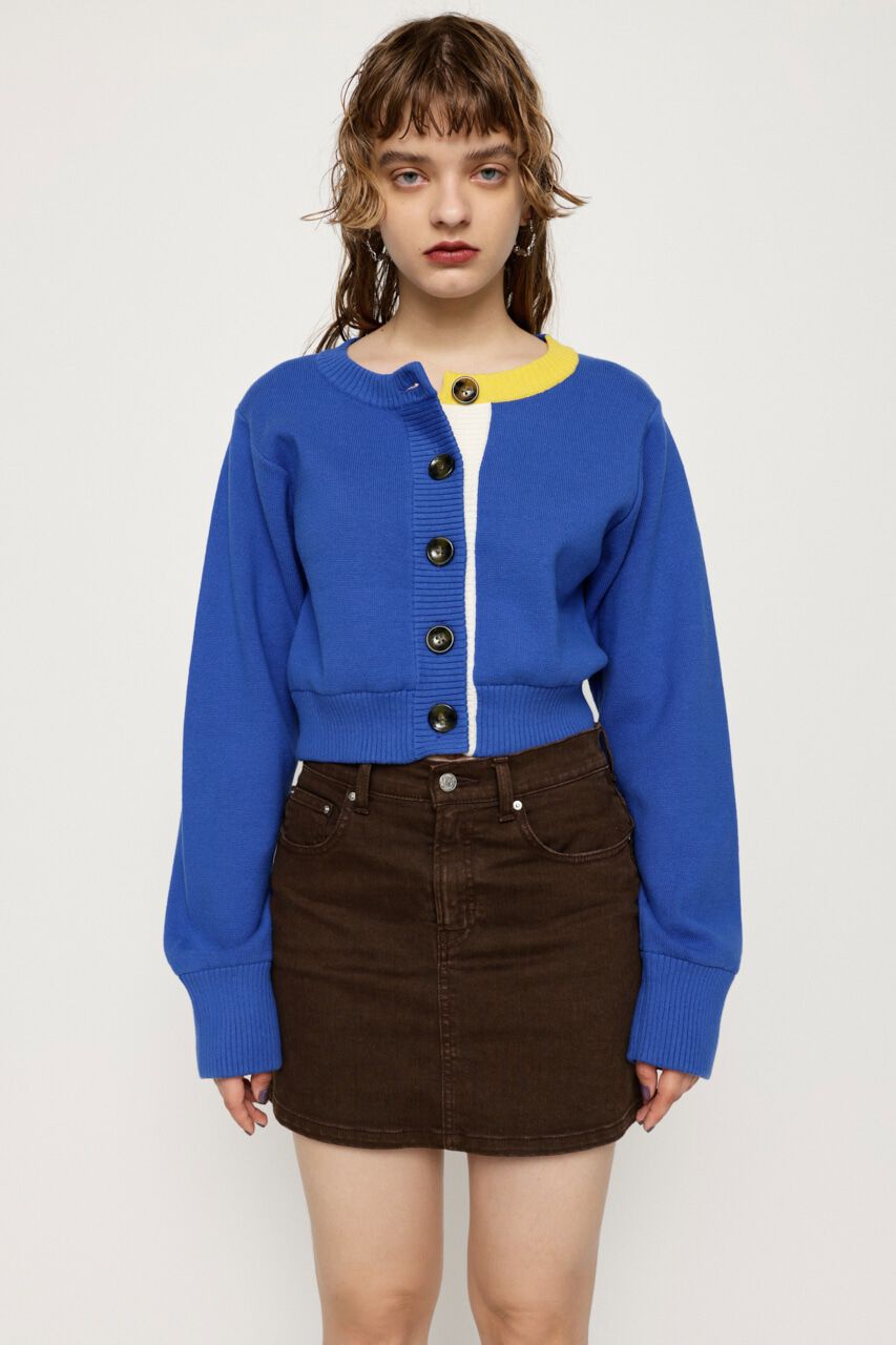 SLY「BI COLOR CROPPED カーディガン」|カーディガン|BLU