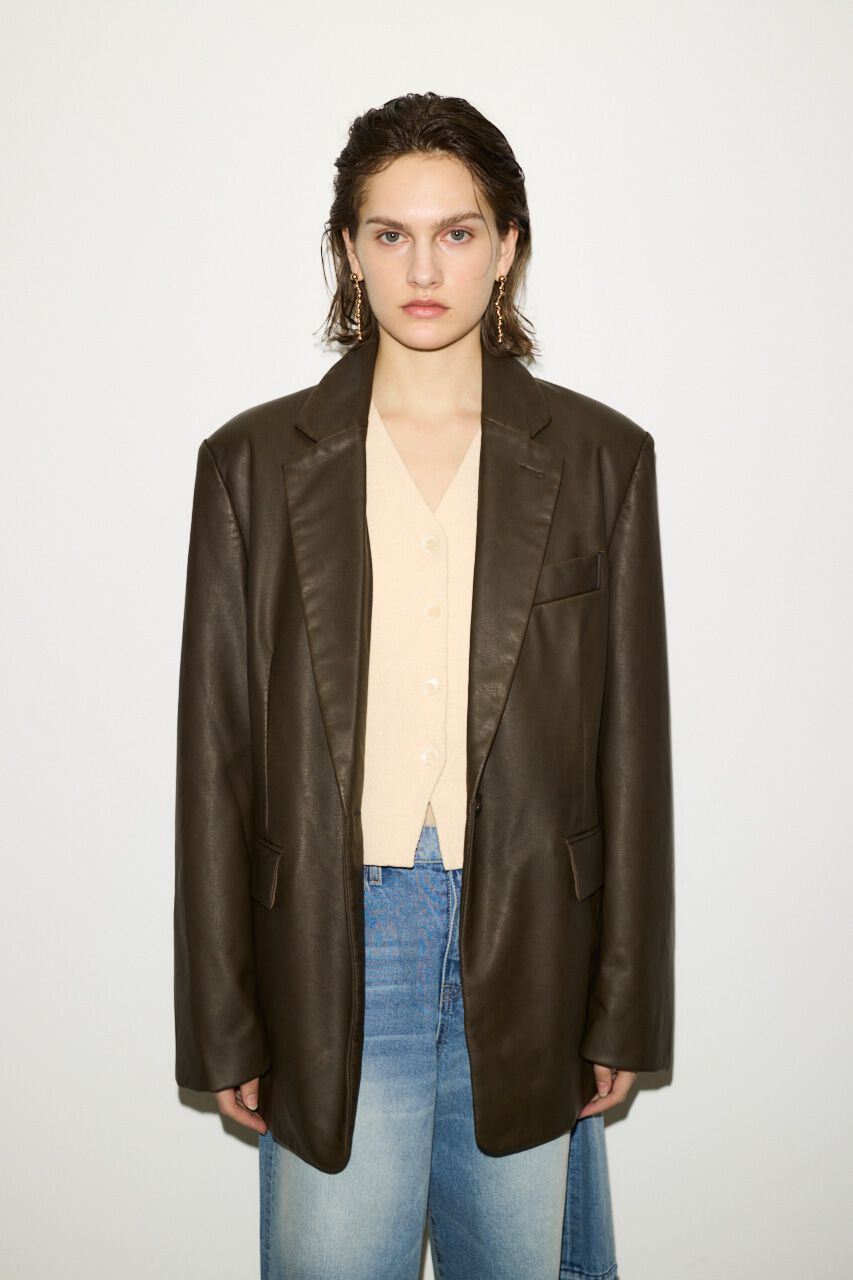 SLY「F／LEATHER BOXY ジャケット」|その他|BRN