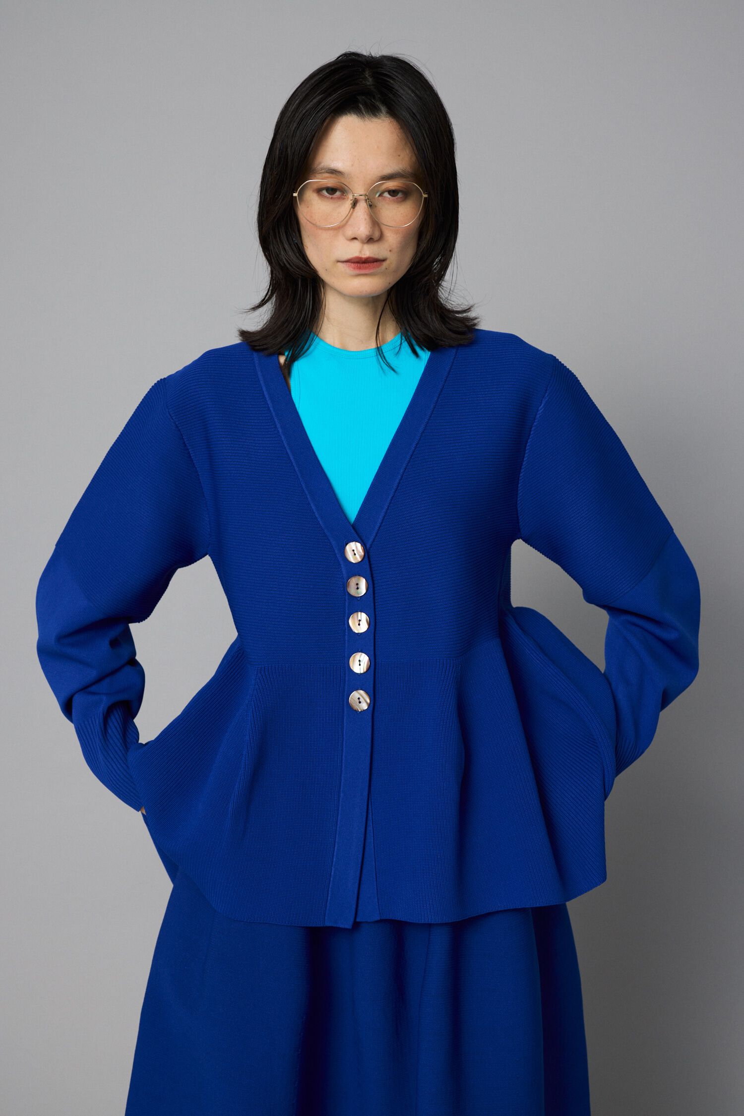 HeRIN.CYE「Jersey frill cardigan」|カーディガン|BLU