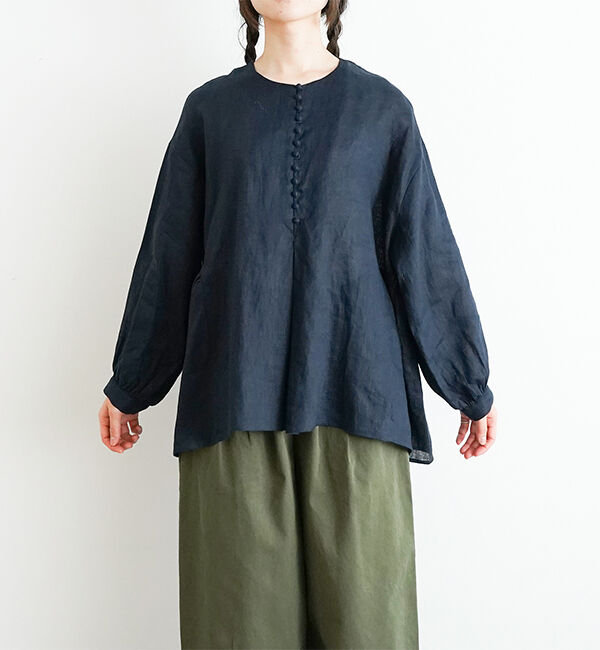 オオカミとフクロウ「オオカミと窓辺の小さな灯り&ldquo;長袖&rdquo;」|シャツ・ブラウス|ネイビー