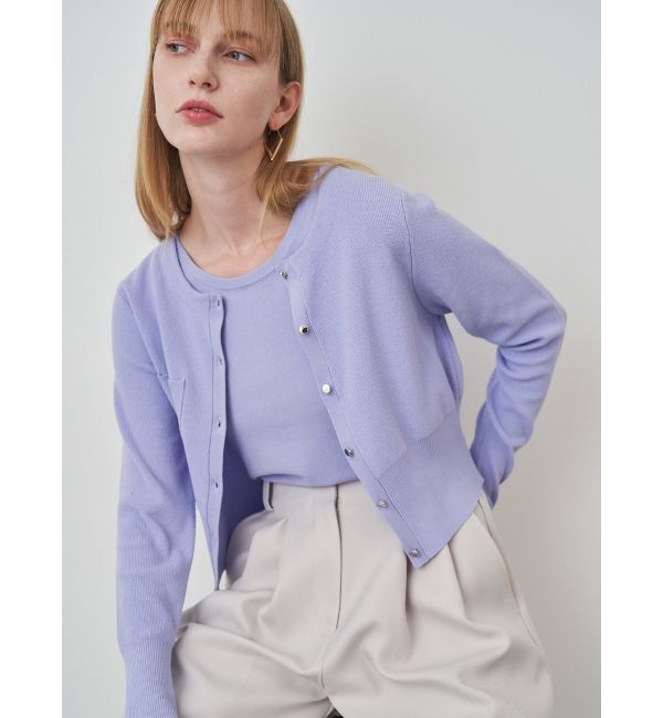 ELENDEEK「COMPACT CREW NECK TWIN KT」|カーディガン|ラベンダー