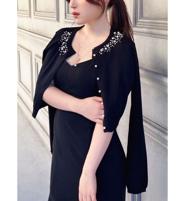 RESEXXY「ビジューアンサンブルニット」|カーディガン|ブラック