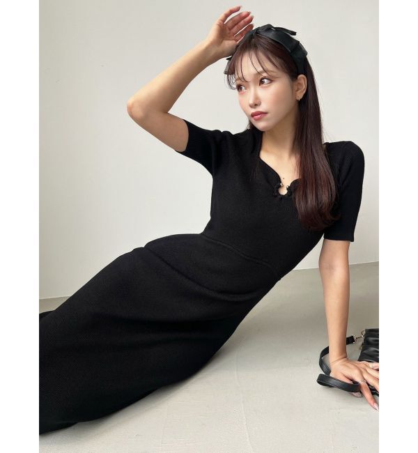 RESEXXY「ギャザーポイントタイトニットワンピース」|ワンピース|ブラック