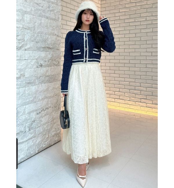 RESEXXY「バイカラーツイードニットカーディガン【セットアップ着用可能】」|カーディガン|