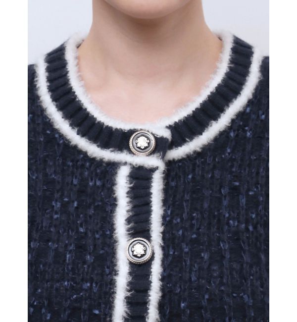 RESEXXY「バイカラーツイードニットカーディガン【セットアップ着用可能】」|カーディガン|