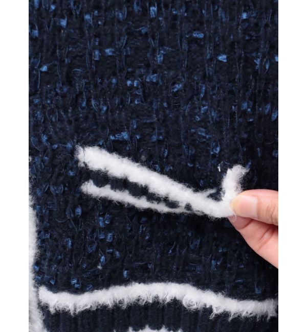 RESEXXY「バイカラーツイードニットカーディガン【セットアップ着用可能】」|カーディガン|