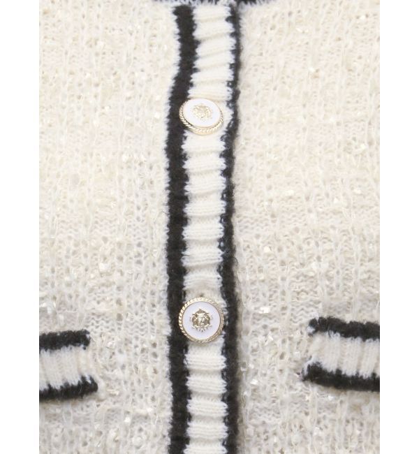 RESEXXY「バイカラーツイードニットカーディガン【セットアップ着用可能】」|カーディガン|