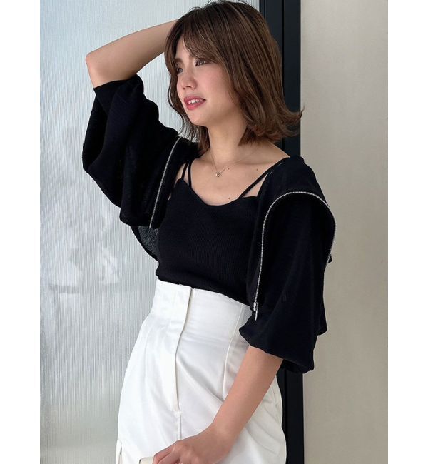 dazzlin「シアーレイヤードジップトップス」|カーディガン|