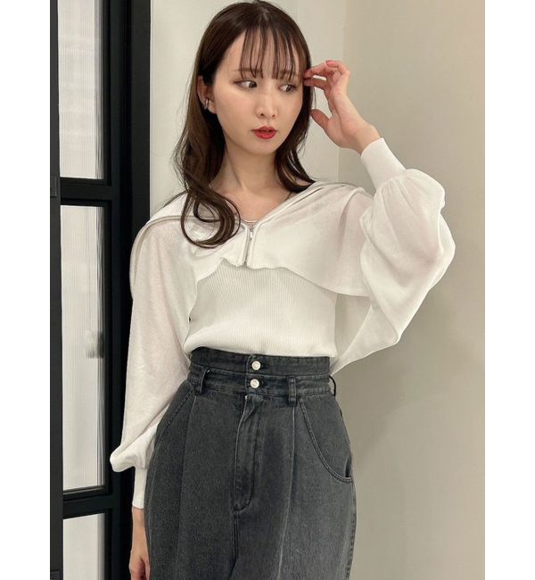 dazzlin「シアーレイヤードジップトップス」|カーディガン|