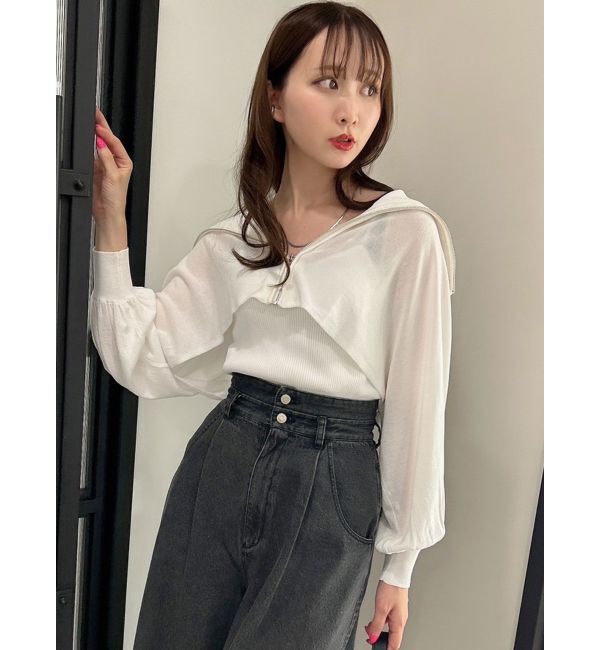 dazzlin「シアーレイヤードジップトップス」|カーディガン|