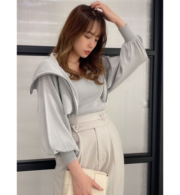 dazzlin「シアーレイヤードジップトップス」|カーディガン|ブルー