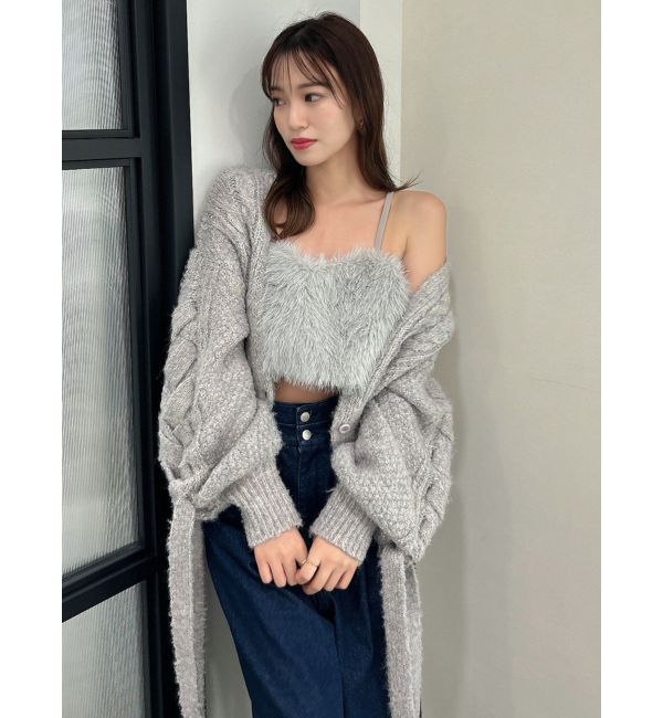 dazzlin「ケーブルショートカーディガン」|カーディガン|パープル