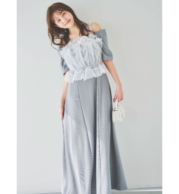 dazzlin「5分袖チュールギャザービスチェワンピース」|ワンピース|