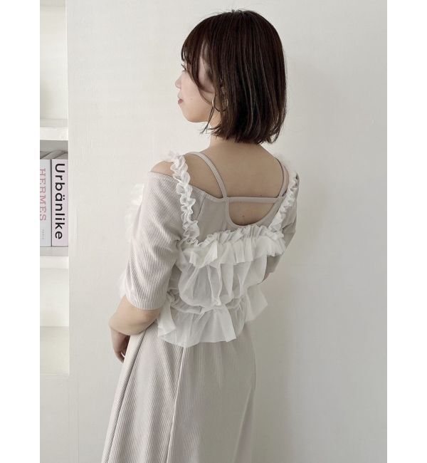 dazzlin「5分袖チュールギャザービスチェワンピース」|ワンピース|