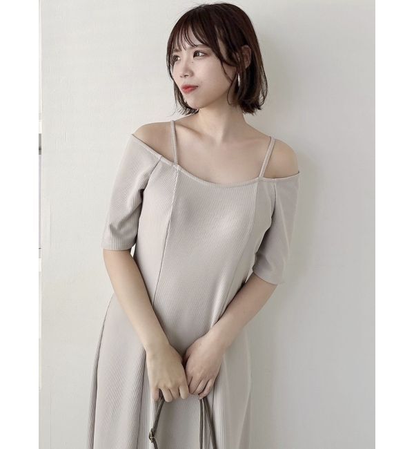 dazzlin「5分袖チュールギャザービスチェワンピース」|ワンピース|