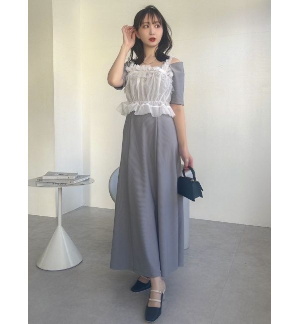 dazzlin「5分袖チュールギャザービスチェワンピース」|ワンピース|