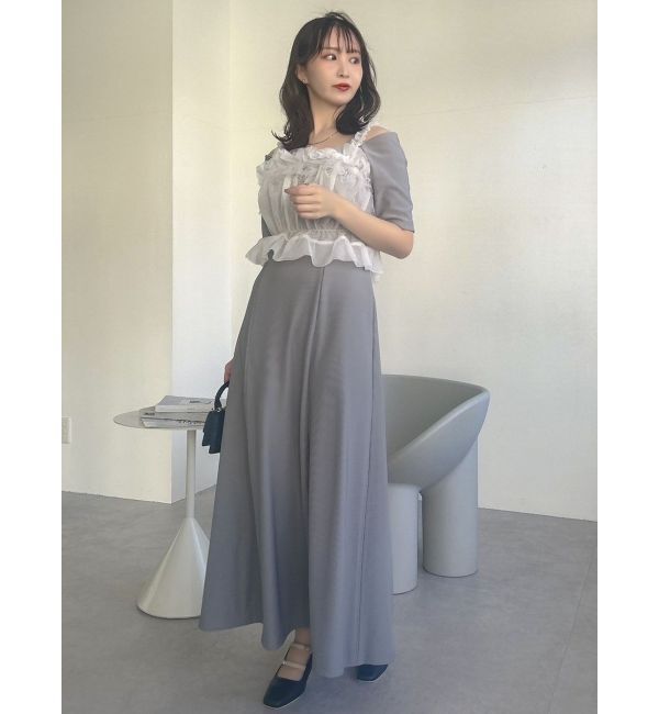 dazzlin「5分袖チュールギャザービスチェワンピース」|ワンピース|