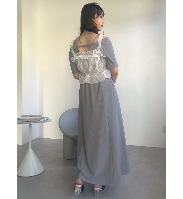 dazzlin「5分袖チュールギャザービスチェワンピース」|ワンピース|