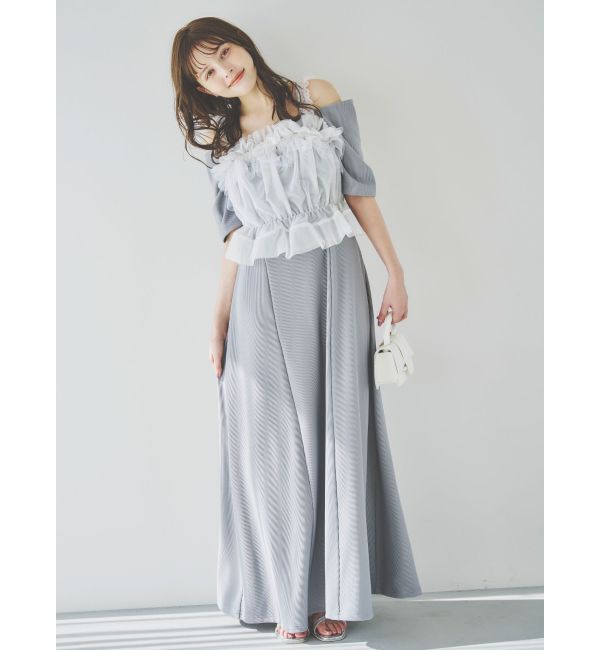 dazzlin「5分袖チュールギャザービスチェワンピース」|ワンピース|