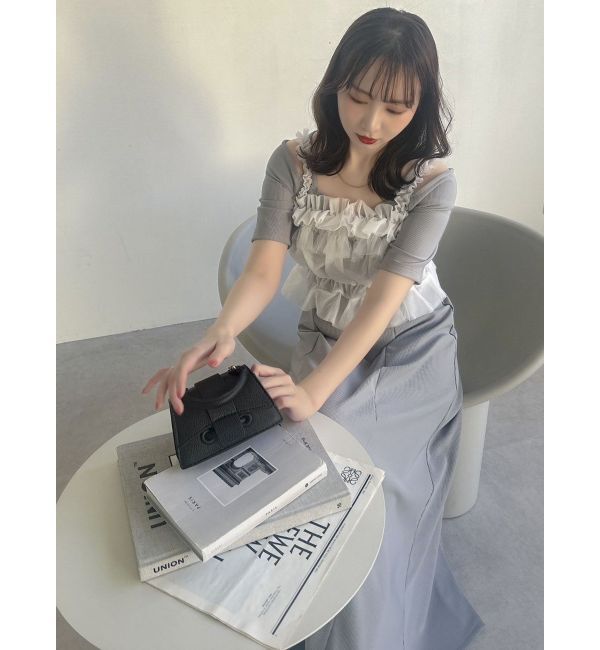 dazzlin「5分袖チュールギャザービスチェワンピース」|ワンピース|