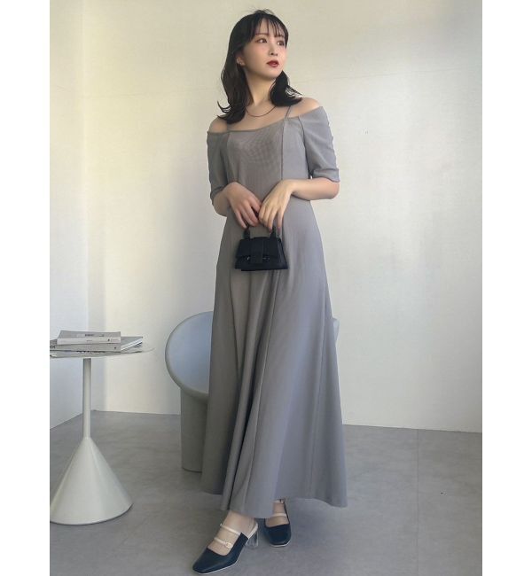 dazzlin「5分袖チュールギャザービスチェワンピース」|ワンピース|