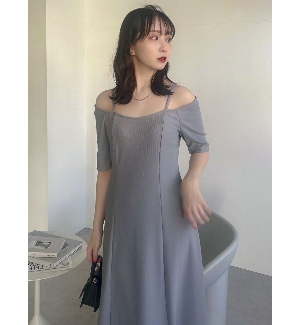 dazzlin「5分袖チュールギャザービスチェワンピース」|ワンピース|