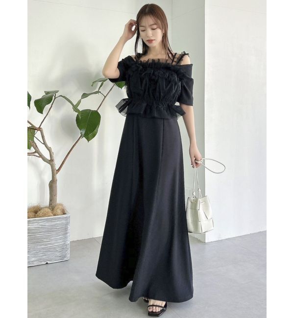 dazzlin「5分袖チュールギャザービスチェワンピース」|ワンピース|