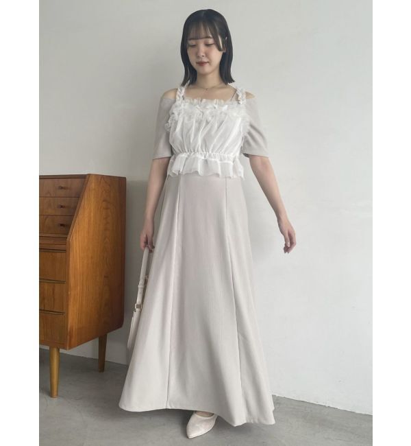 dazzlin「5分袖チュールギャザービスチェワンピース」|ワンピース|