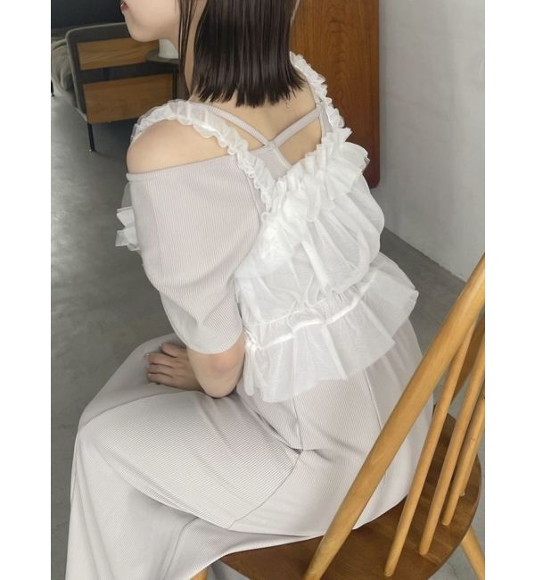 dazzlin「5分袖チュールギャザービスチェワンピース」|ワンピース|