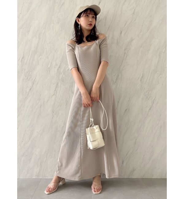 dazzlin「5分袖チュールギャザービスチェワンピース」|ワンピース|