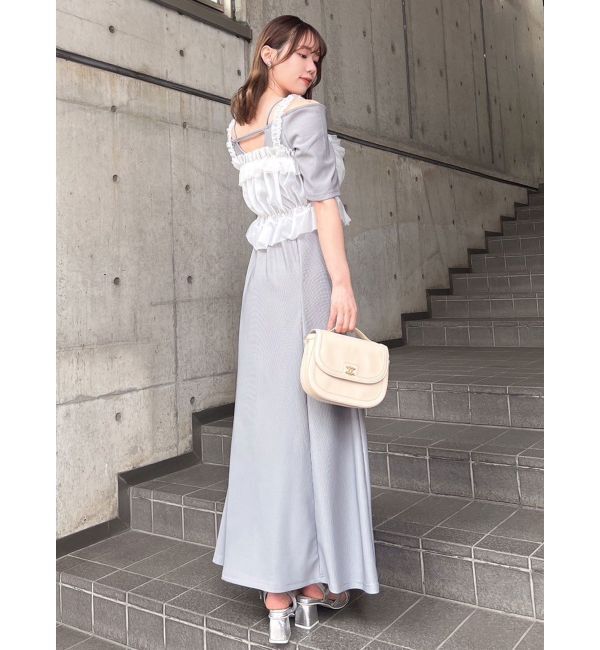 dazzlin「5分袖チュールギャザービスチェワンピース」|ワンピース|