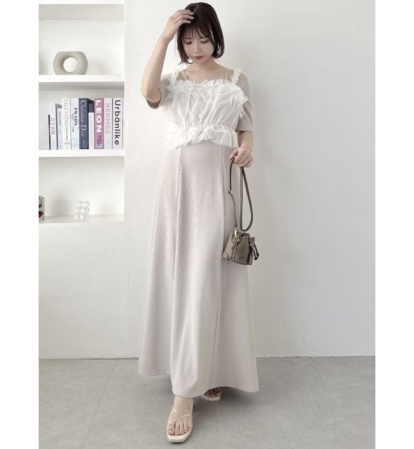 dazzlin「5分袖チュールギャザービスチェワンピース」|ワンピース|