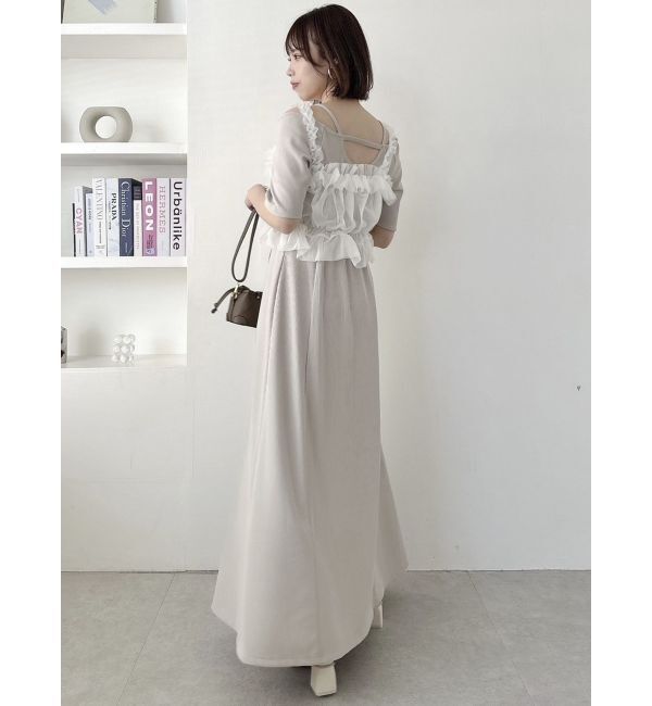 dazzlin「5分袖チュールギャザービスチェワンピース」|ワンピース|