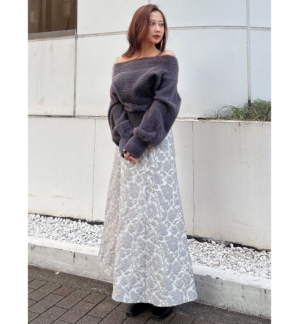 MERCURYDUO「ラメジャカードフレアスカート」|スカート|