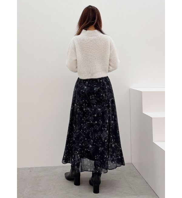 MERCURYDUO「星座モチーフプリントフレアスカート」|スカート|