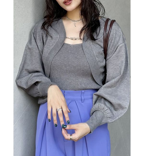 MURUA「ボレロカーデ&times;キャミSET」|カーディガン|グレー