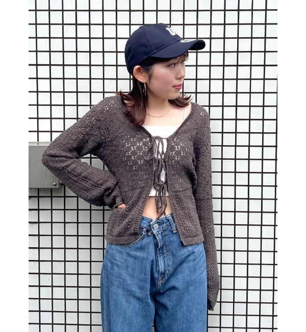 Ungrid「2Way透かし編みニットカーディガン」|カーディガン|
