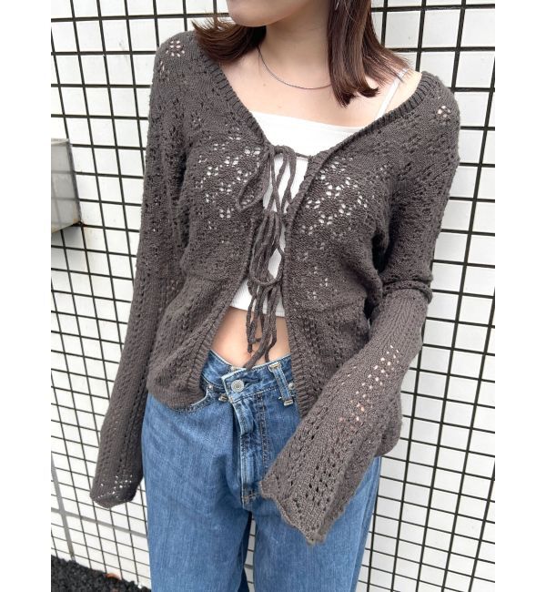 Ungrid「2Way透かし編みニットカーディガン」|カーディガン|