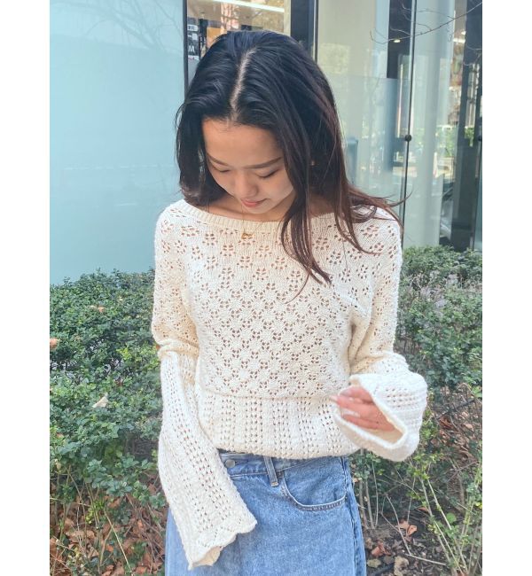 Ungrid「2Way透かし編みニットカーディガン」|カーディガン|