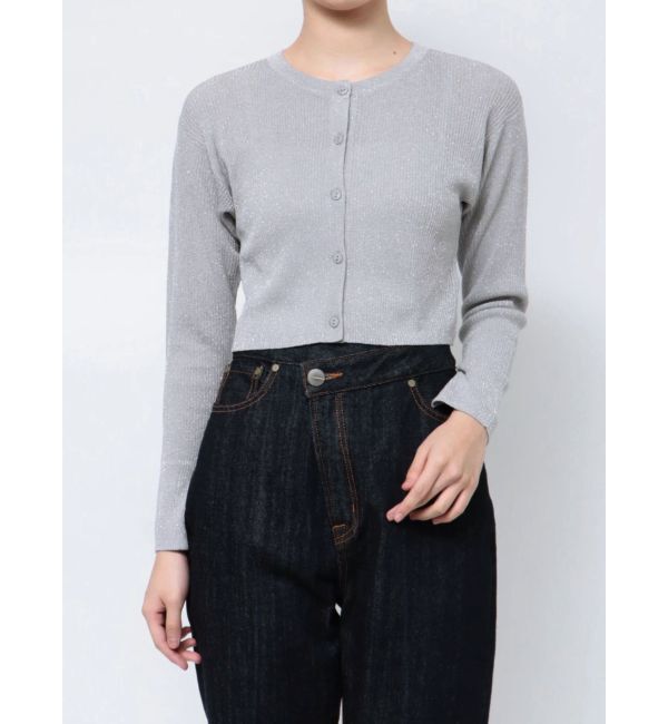 LAGUNAMOON「ラメショートニットカーディガン」|カーディガン|