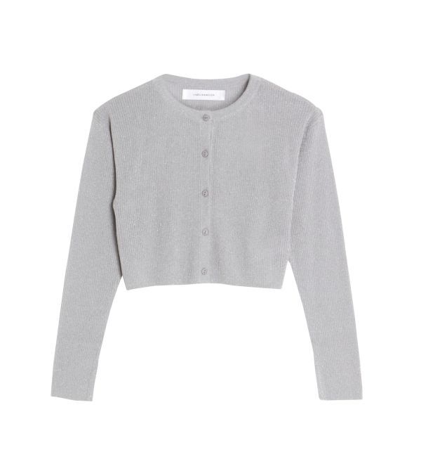 LAGUNAMOON「ラメショートニットカーディガン」|カーディガン|シルバー