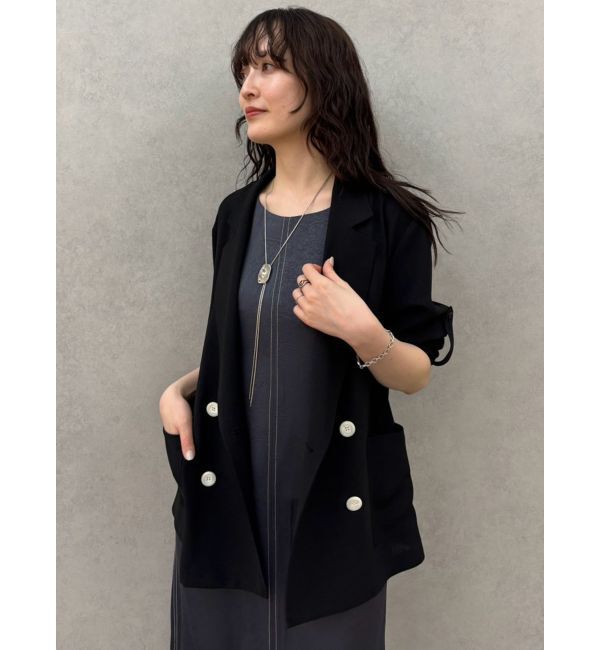 LAGUNAMOON「【riiさんコラボカラー・サイズあり】ロールアップジャケット」|テーラードジャケット|ブラック