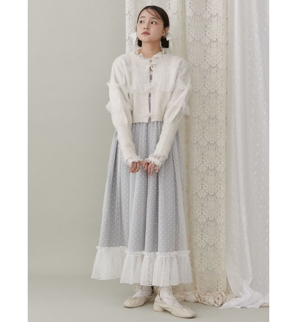 merry jenny「シャーリングチュールニットカーディガン」|カーディガン|