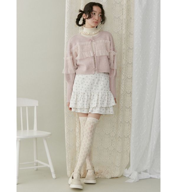 merry jenny「シャーリングチュールニットカーディガン」|カーディガン|